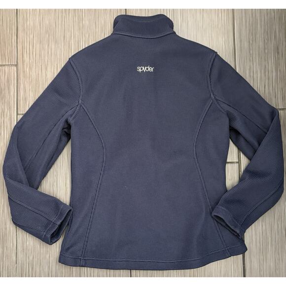 Spyder Womens Core Full Zip Knit Long Sleeve Waffle Fleece Navy Blue Size Large - Picture 3 of 5
